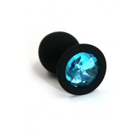 Анальное украшение "Голубой Кристалл" в черном силиконе среднее - фото - 1