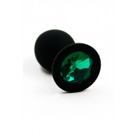 Анальное украшение "Зеленый Кристалл" в черном силиконе среднее - фото - 1