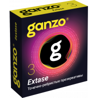 ПРЕЗЕРВАТИВЫ GANZO EXTASE №3 BLACK EDITION (анатомические с точечной и ребристой текстурой) - фото - 1