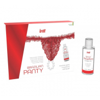 Набор INTT Brazilian Panty + Sliding Gel Strawberry, OS, красные - фото - 1
