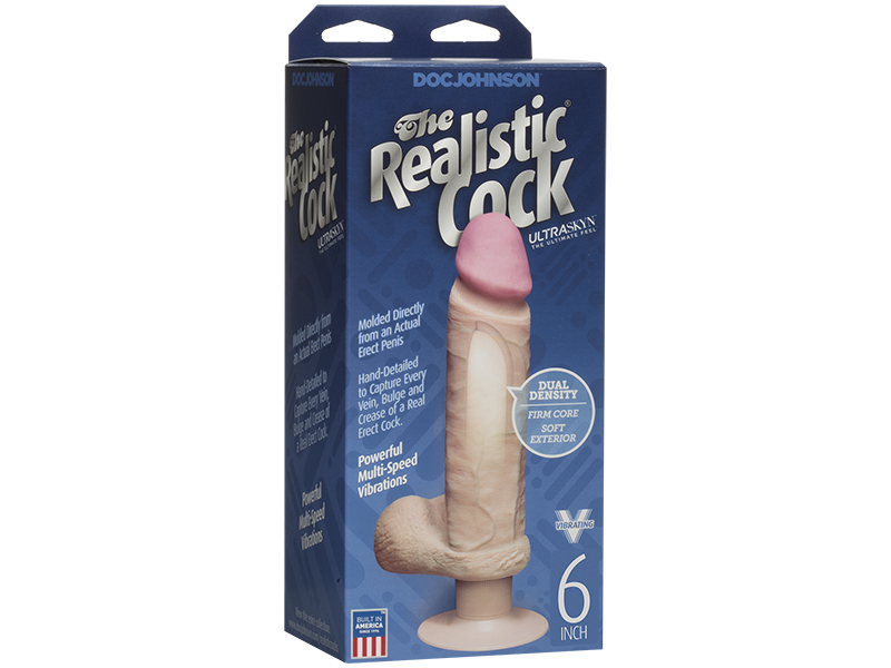 Вибромассажер реалистик 6 с мошонкой на присоске The Realistic® Cock UR3® Vibrating 6” - White - фото - 2