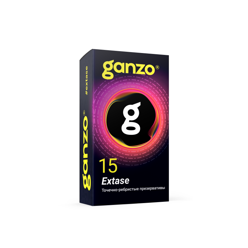 Презервативы Ganzo Extase, с точечно-ребристой поверхностью, анатомической формы, латекс, 18см, 15шт - фото - 2