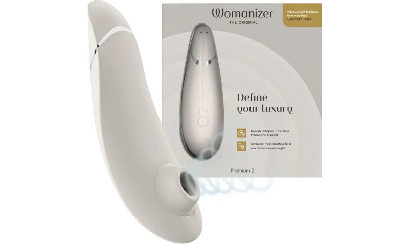Womanizer Premium 2 серый бесконтактный вакуумно-волновой вибратор для клитора - фото - 1