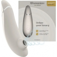 Womanizer Premium 2 серый бесконтактный вакуумно-волновой вибратор для клитора - фото - 1