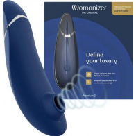 Womanizer Premium 2 синий бесконтактный вакуумно-волновой вибратор для клитора - фото - 1
