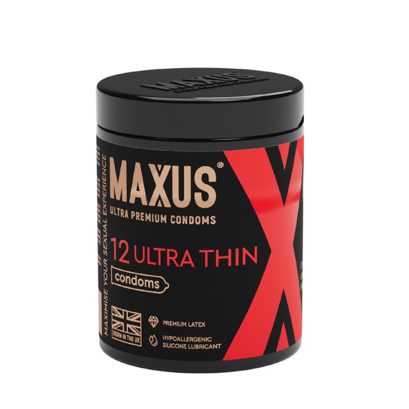 ПРЕЗЕРВАТИВЫ MAXUS ULTRA THIN № 12 X-EDITION (ультратонкие с обильн. смазкой) в кейсе - фото - 1