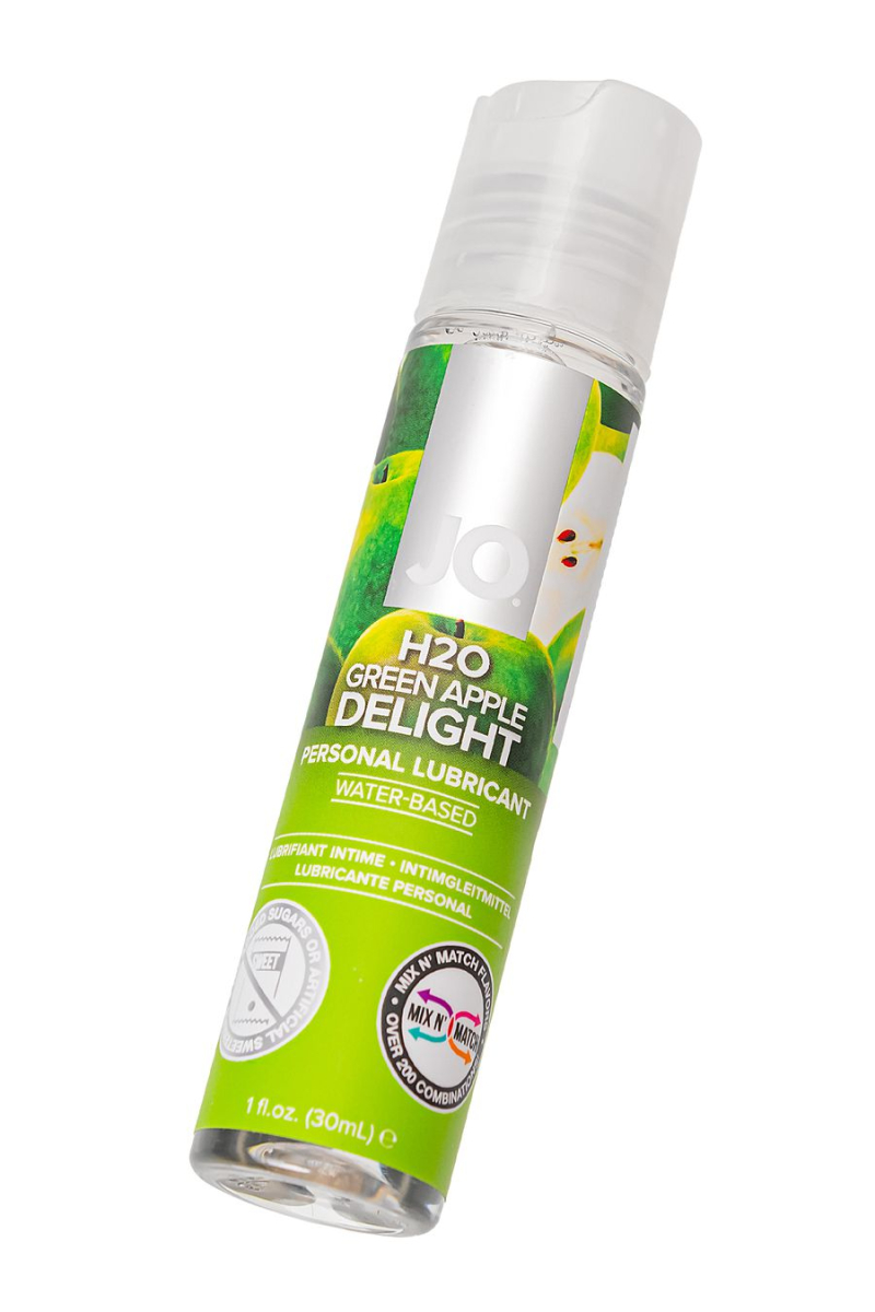 Съедобный лубрикант со вкусом зеленого яблока JO H2O Green Apple, 30 мл - фото - 1