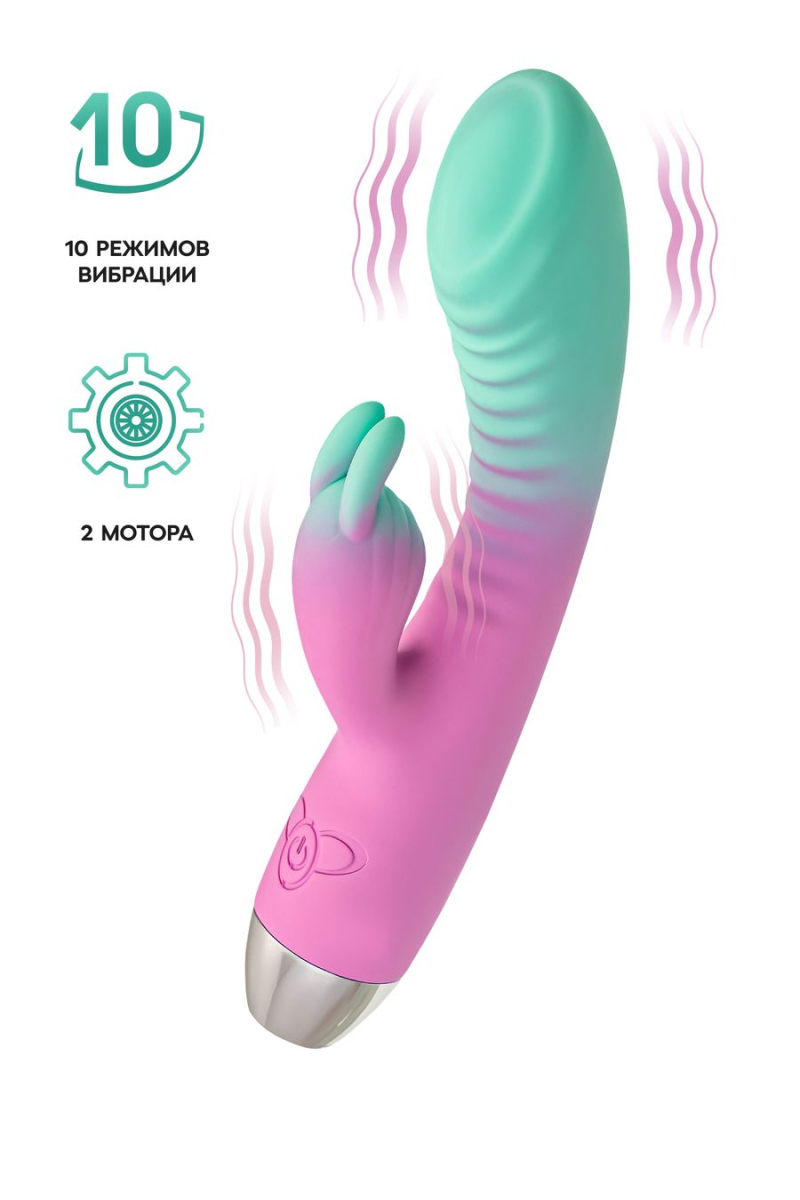 Вибратор для точки G с клиторальной стимуляцией, Flovetta ORCHID, силикон, мятно-розовый, 21 см - фото - 4