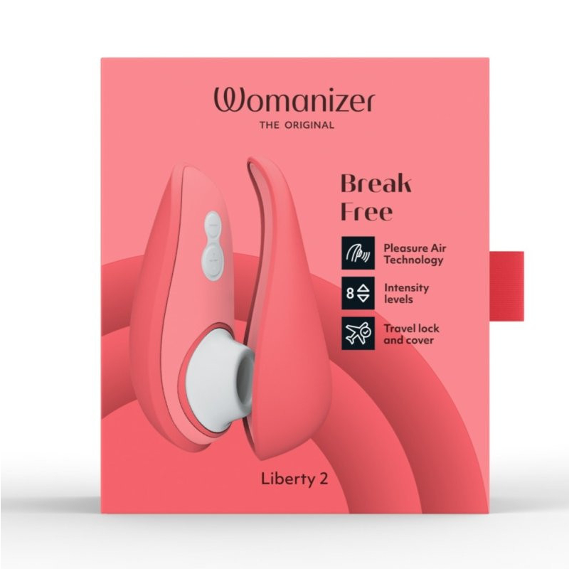 Вакуумный стимулятор клитора Womanizer Liberty 2 Vibrant rose, технология Pleasure Air, 10 см, розовый - фото - 4