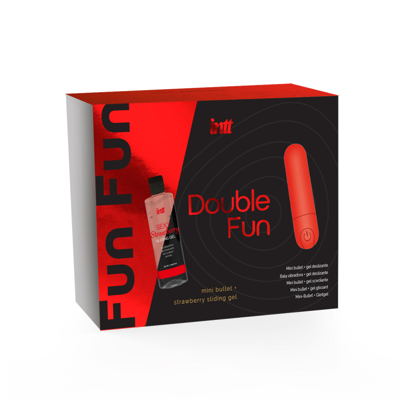 Подарочный набор Double Fun: вибропуля и гель. Перезаряжаемая пуля и клубничный гель - фото - 1