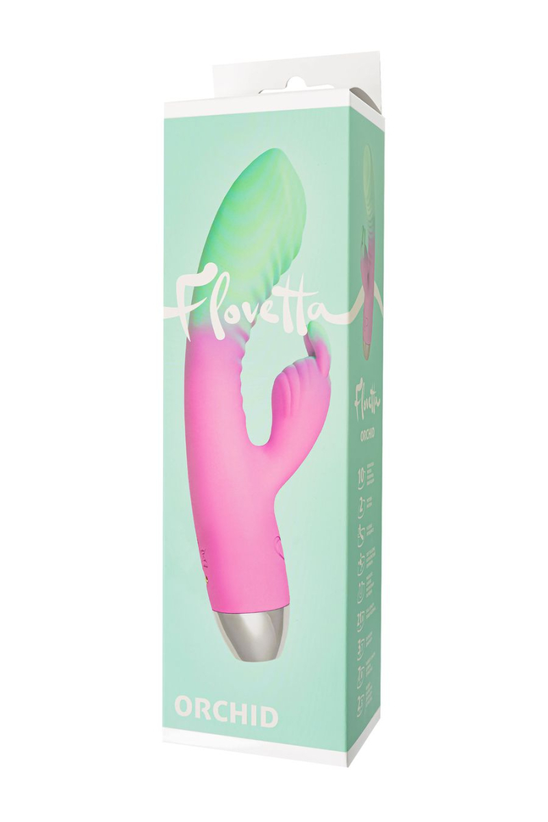 Вибратор для точки G с клиторальной стимуляцией, Flovetta ORCHID, силикон, мятно-розовый, 21 см - фото - 3