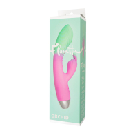 Вибратор для точки G с клиторальной стимуляцией, Flovetta ORCHID, силикон, мятно-розовый, 21 см - фото - 3