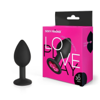 Силиконовая анальная пробка с рубиновым кристаллом 8 см, Ø 3 см - фото - 2