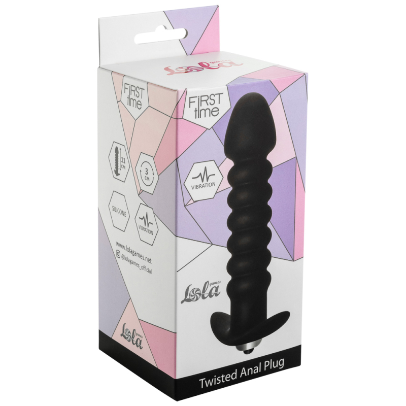 Анальная пробка с вибрацией Twisted Anal Plug Black 11 см, Ø 3 см - фото - 2