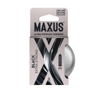 ПРЕЗЕРВАТИВЫ MAXUS EXTRA STRONG № 3 X-EDITION (черные, утолщенные, гладкие) в кейсе - фото - 1