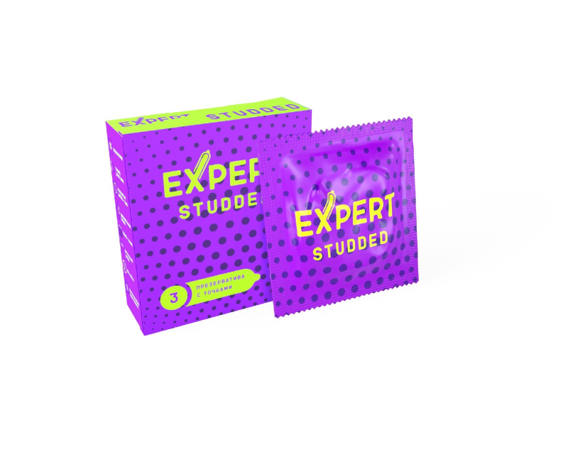 ПРЕЗЕРВАТИВЫ EXPERT STUDDED № 3 (ОБЛЕГАЮЩИЕ, ТОЧЕЧНЫЕ) NEW, 3 штуки - фото - 1