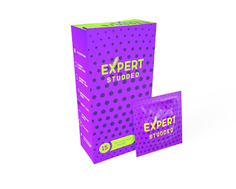 ПРЕЗЕРВАТИВЫ EXPERT STUDDED № 15 (ОБЛЕГАЮЩИЕ, ТОЧЕЧНЫЕ) NEW, 15 штук - фото - 1