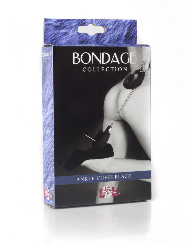 Меховые оковы на ноги BONDAGE черные - фото - 2