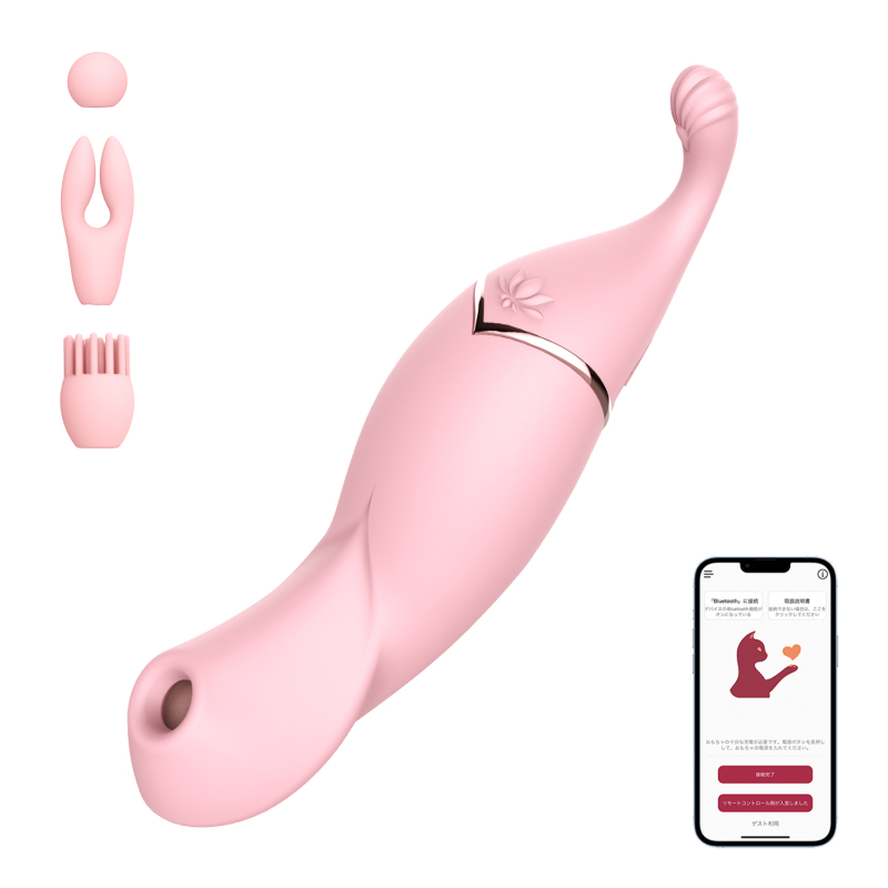 Вакуумный вибростимулятор BeYourLover Angelina со сменными насадками и управлением через приложение - фото - 2