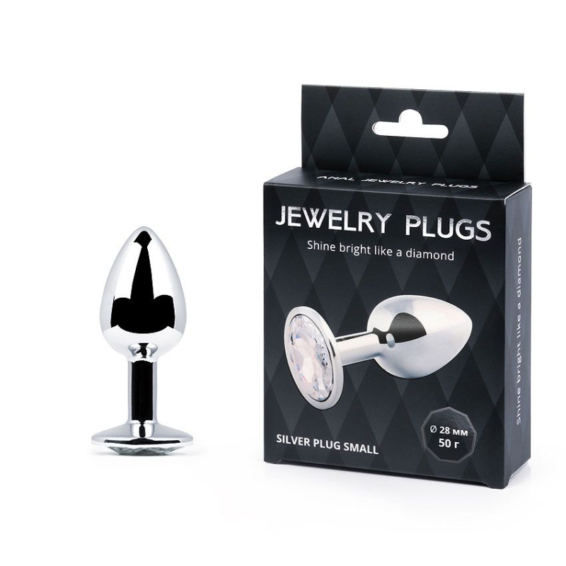 SILVER PLUG SMALL (втулка анальная) цвет кристалла бесцветный, L 72 мм, D 28 мм - фото - 1