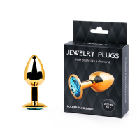 GOLDEN PLUG SMALL (втулка анальная) цвет кристалла голубой, L 72 мм, D 28 мм - фото - 1