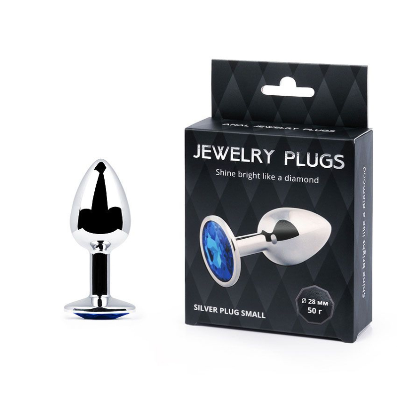 SILVER PLUG SMALL (втулка анальная) цвет кристалла синий, L 72 мм, D 28 мм - фото - 1
