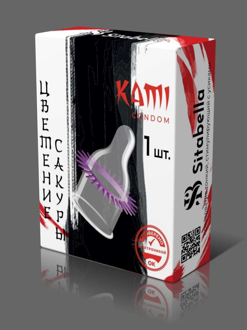 Презерватив латексный Kami Цветы сакуры (усы) 1 штука - фото - 1