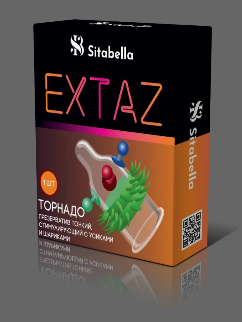 Презерватив латексный Exstaz Торнадо (усы и шары) 1 штука - фото - 1