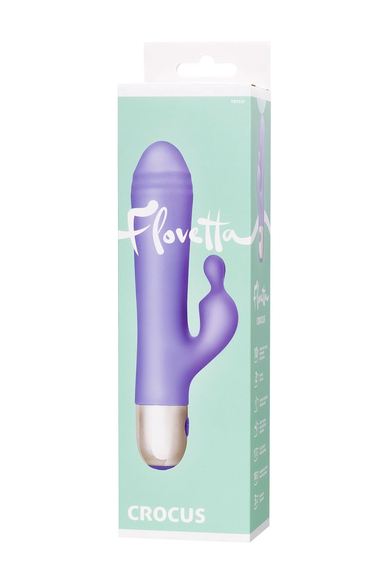 Вибратор с клиторальной стимуляцией Flovetta Crocus, силикон, фиолетовый, 17,5 см - фото - 2