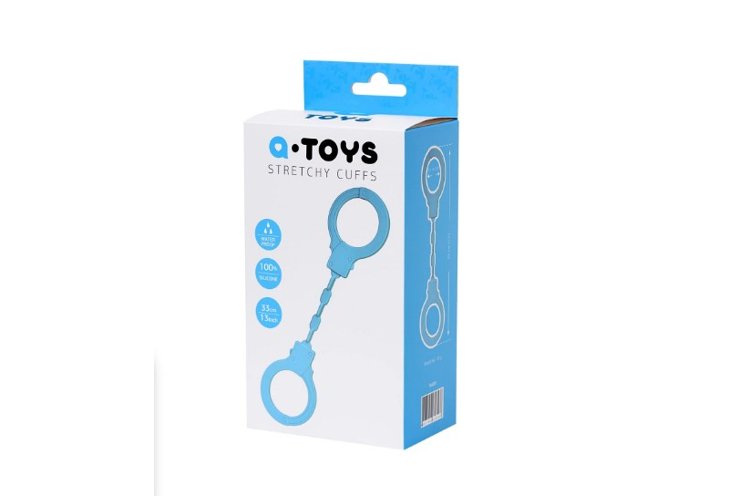 Силиконовые наручники A-Toys by TOYFA Celet, силикон, голубые, 33 см - фото - 1