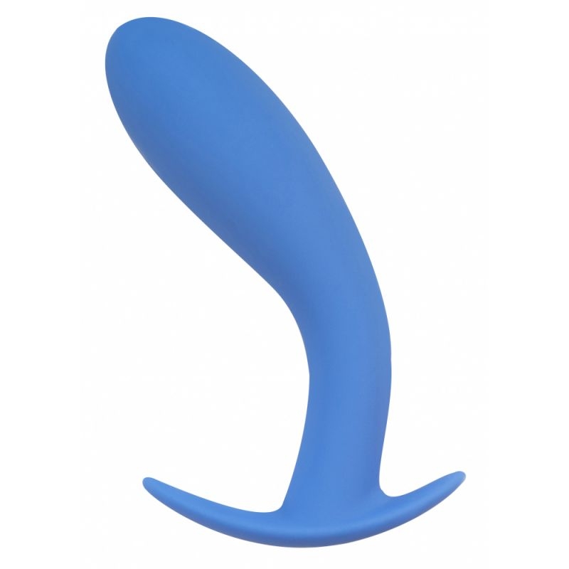 Анальная пробка изогнутая для ношения синяя - фото - 1