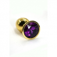 Анальное украшение "Фиолетовый Кристалл"в золоте малое - фото - 2