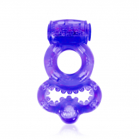 Кольцо эрекционное с вибрацией двойное фиолетовое - фото - 1
