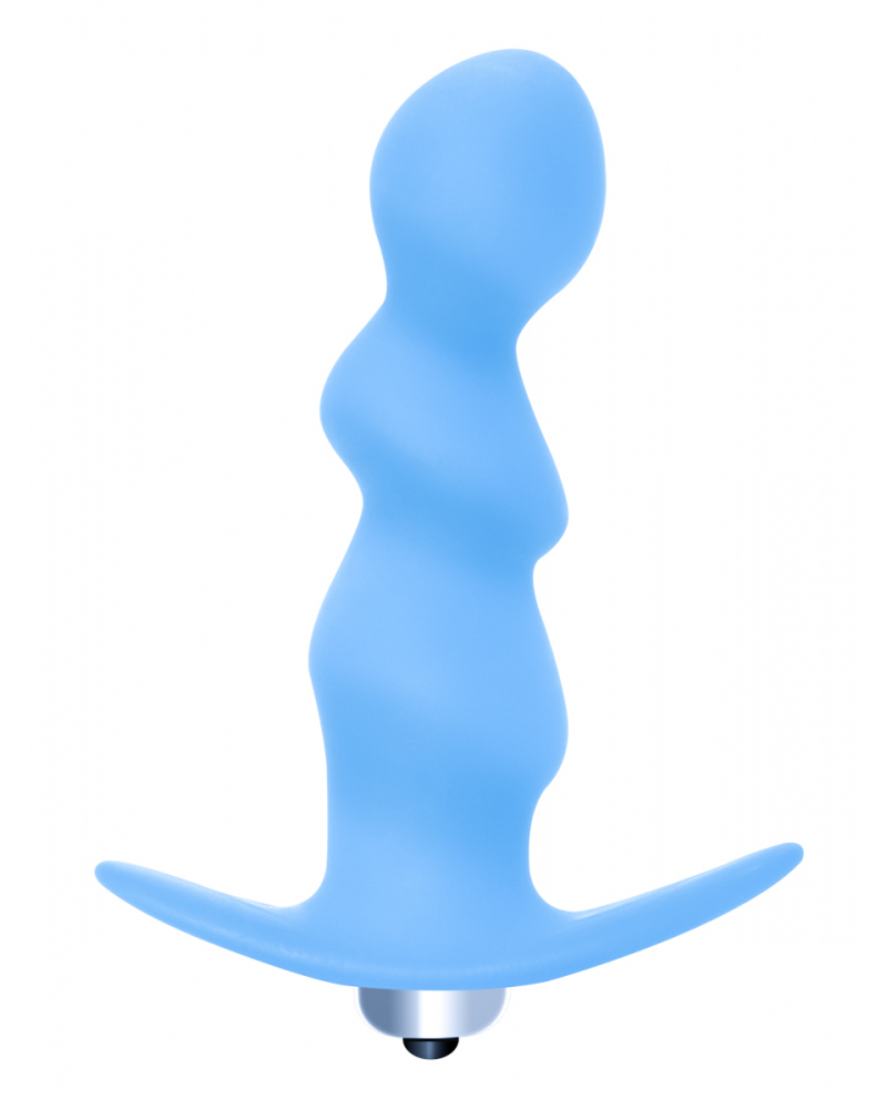 Анальная ёлочка спиральная голубая с вибрацией - фото - 1