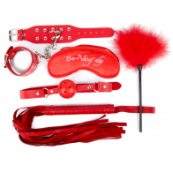 Комплект садо-мазо красный (5 предметов) - фото - 1