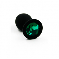 Анальное украшение "Зеленый Кристалл" в черном силиконе малое - фото - 2