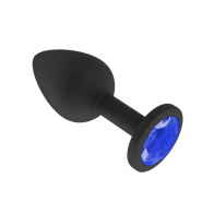 Анальное украшение "Синий Кристалл" в черном силиконе малое - фото - 2