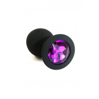 Анальное украшение "Фиолетовый Кристалл" в черном силиконе среднее - фото - 2