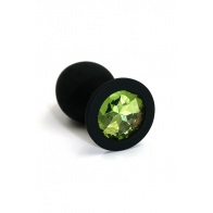 Анальное украшение "Светло-Зеленый Кристалл" в черном силиконе среднее - фото - 2