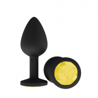Анальное украшение "Желтый Кристалл" в черном силиконе малое - фото - 3