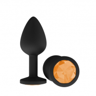 Анальное украшение "Оранжевый Кристалл" в черном силиконе среднее - фото - 3