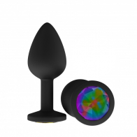 Анальное украшение "Радужный Кристалл" в черном силиконе среднее - фото - 2