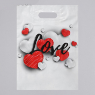 Пакет подарочный белый "Love" пластик - фото - 1