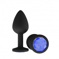 Анальное украшение "Синий Кристалл" в черном силиконе среднее - фото - 3