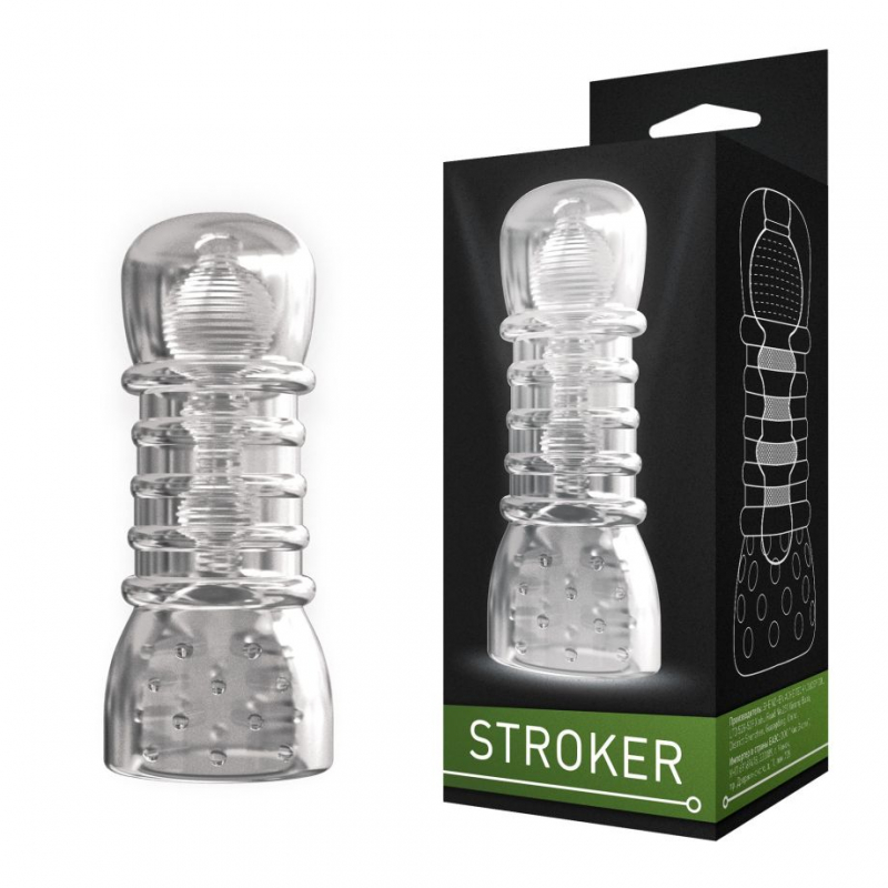 Маструбатор двухсторонний STROKER прозрачный №2 - фото - 1