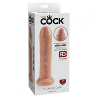 Фаллоимитатор на присоске необрезанный телесный King Cock 7 Uncut Cock - фото - 2