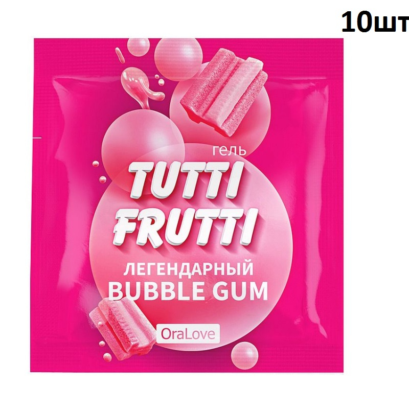 Гель TUTTI-FRUTTI BUBBLE GUM вкус жвачки, 40 г (в виде ленты, 10 шт по 4 г) - фото - 2