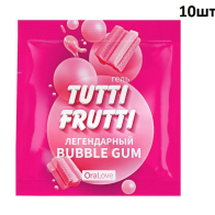 Гель TUTTI-FRUTTI BUBBLE GUM вкус жвачки, 40 г (в виде ленты, 10 шт по 4 г) - фото - 2