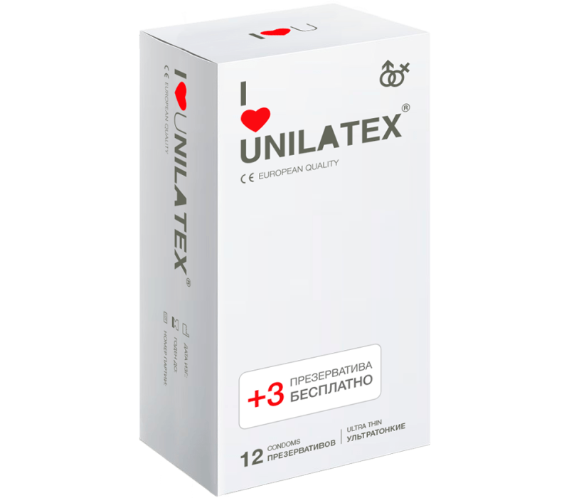 Презервативы ультратонкие Unilatex Ultra Thin 12 шт+3 шт - фото - 3