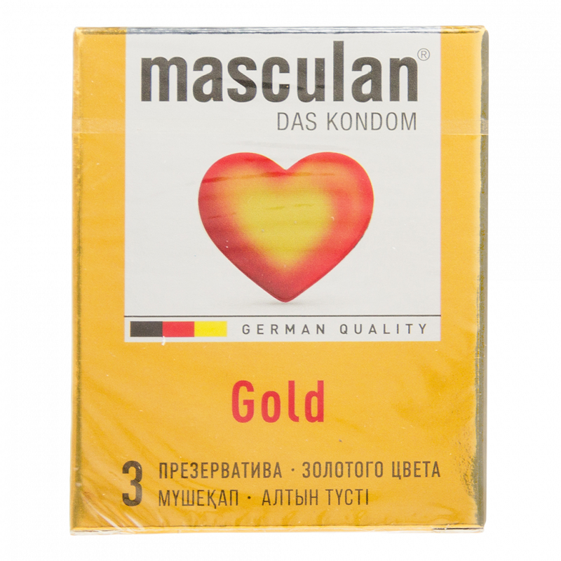 Презервативы Masculan Gold утонченный латекс золотого цвета 3 шт - фото - 1